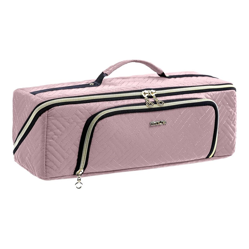 ELCUPA Large Hair Tools Travel Bag with Iron Mat - 2in1 Hair Tools Organizer for Hair Dryer Brush, Flat Irons, Straighteners, Curling Irons, Hair Bag, Makeup Bag, Cosmetic Bag for Travel Essentials - Image 1